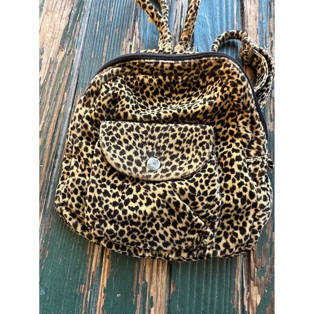 Leopard Print Mini Backpack Animal Pattern Small Daypack Brown